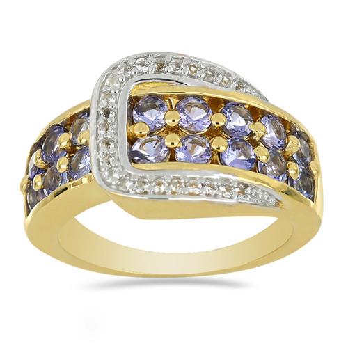 2.40 CT TANZANITE GOLD PLATED STERLING SILVER RINGS #VR034073 